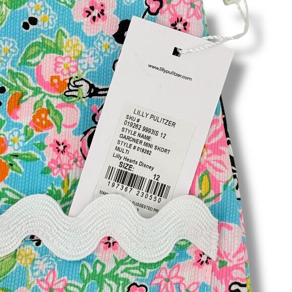Lilly Pulitzer Disney Gardner Skort Skirt Sz 12 Tropical Minnie Mickey Mouse - Picture 5 of 7